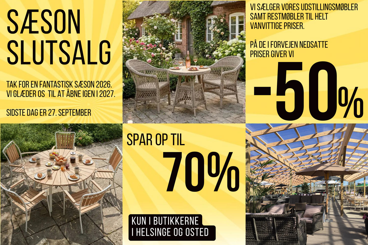 Slutsalg - Butikkerne i Helsinge og Osted